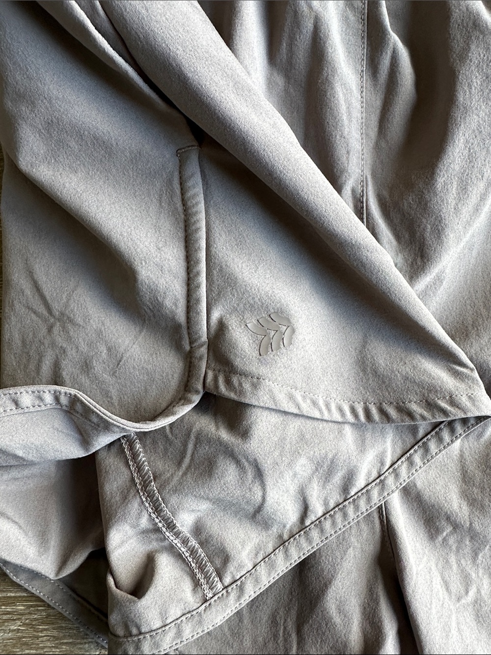 all in motion Light Taupe Athletic Shorts with Smocked Waist and lined - Picture 3 of 4